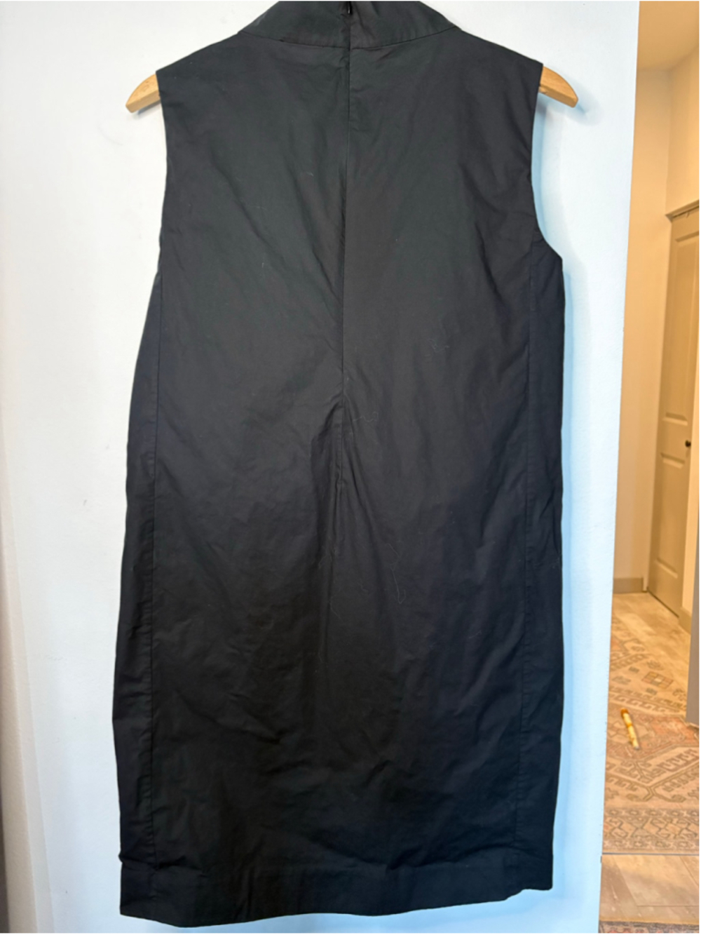 COS Black Shift Dress Cowl Sleeveless Mock Neck Minimalist Midi Size 12 - Picture 6 of 6